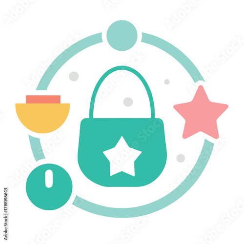 Clean baby brand logo with baby bag and star icons.