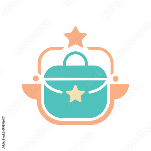 Clean baby brand logo with baby bag and star icons (1)