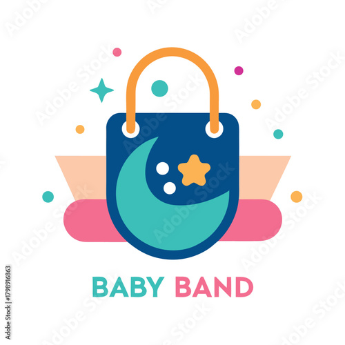 Minimal round logo featuring diaper bag and pacific.