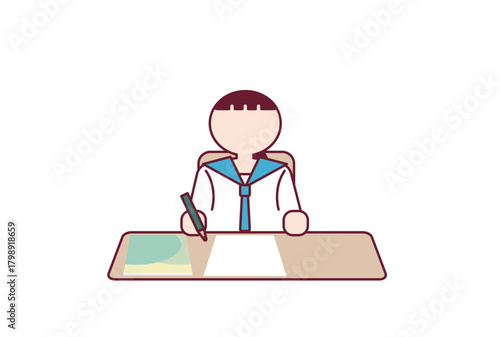 勉強をしている女子中高生のイラスト