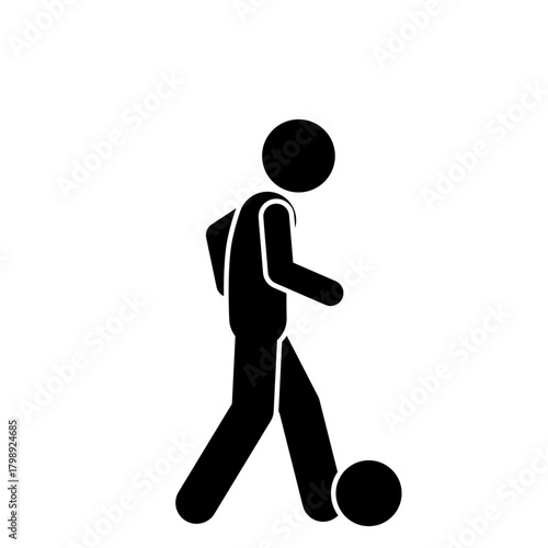 Stick figure football player kicking the ball