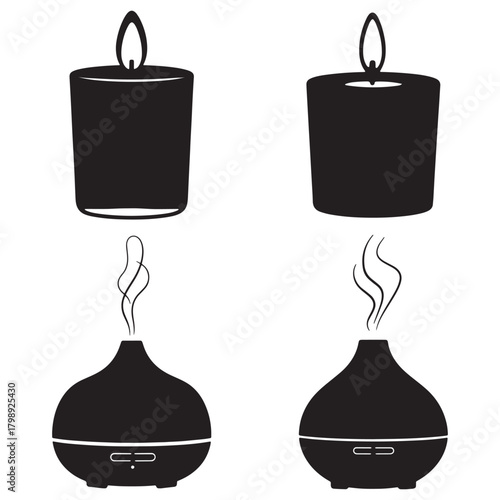 Aroma diffuser and essential oil candle icons