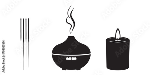 Acupuncture needles aromatherapy diffuser and burning candle