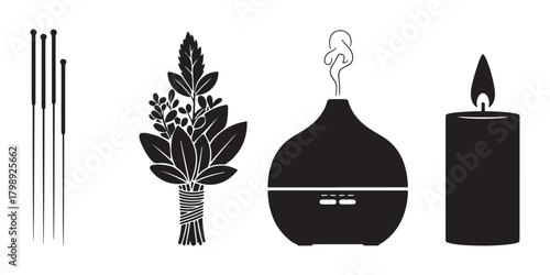 Acupuncture needles herbs aroma diffuser burning candle