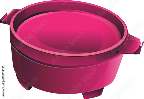 Pan Kitchen Pink Vector Draw Design Funny Cute Eat Cartoon