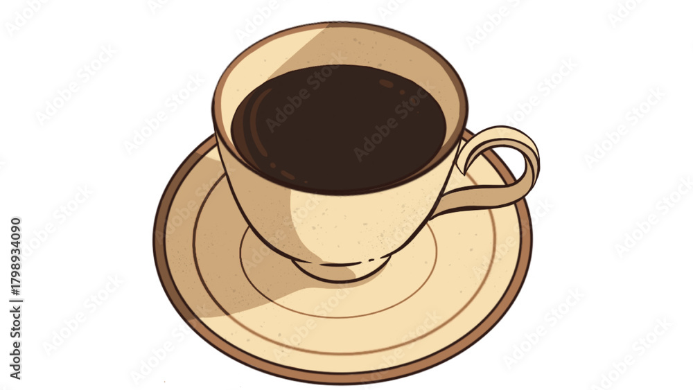 Obraz premium coffee cup PNG, coffee illustration PNG, vintage coffee cup PNG