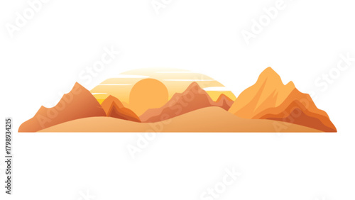 Mountain range sunset landscape vector illustration scenic view outdoor nature background design graphic art
