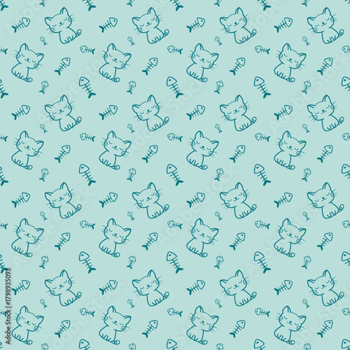 Cute cats seamless pattern