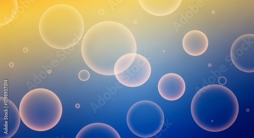 Wallpaper Mural Abstract background of bright warm yellow fading to cerulean, overlaid with soft glowing circles in ivory and faint peach, creating a surreal atmosphere. Torontodigital.ca