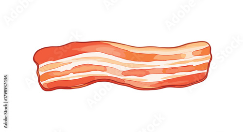 A pixel art illustration of a raw slice of cured pork belly known as bacon.