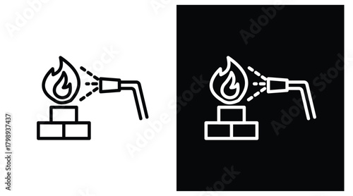 fire Two-tone version in black and white background