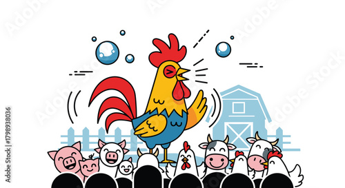 A farmyard chorus celebrates the dawn with a symphony of animal sounds.