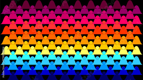 Seamless Multicolor Wave and Circle Geometric Design