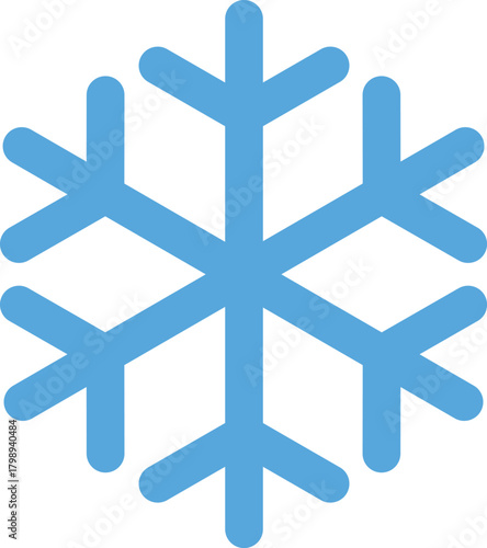 Blue Snowflake Vector Icon - Winter, Cold, Frost and Christmas Weather Symbol