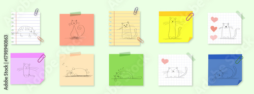 Cat drawing with pencil vector bundle set. texture and charm of pencil-drawn artwork, including sitting cats, playful kittens, profile views, and artistic shading effects.