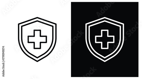 shield Two-tone version in black and white background