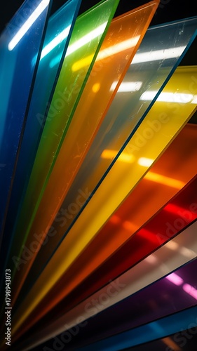 Abstract Rainbow of Translucent Acrylic Sheets