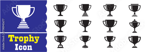 Set of Trophy cup Icon, Trophy Vector Collection
