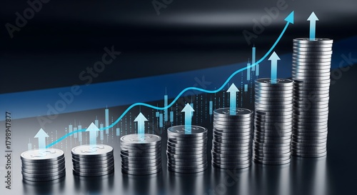 growth business chart with coin increase background images stock photos 4k