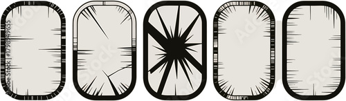 Airplane window with cracks and damage