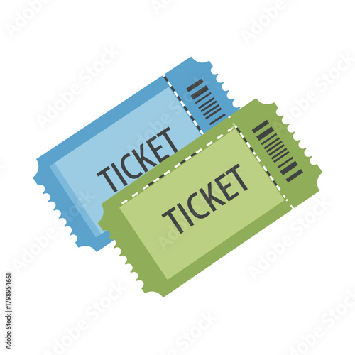 Ticket Set in Blue and Green for Events, Admission, and Passes