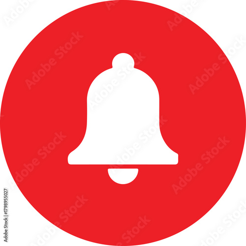 Red bell icon. Notification bell symbols in white background. Alarm symbol, incoming inbox message, ringing bells, alarm clock, smartphone application, new message symbol. Vector illustration