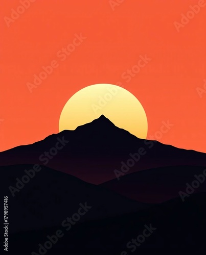Sunset Silhouette: Capturing the tranquil moment of sunset, with the silhouette of the mountain ranges contrasted against a fiery orange sky, it's a visual journey into serenity and nature's grandeur.
