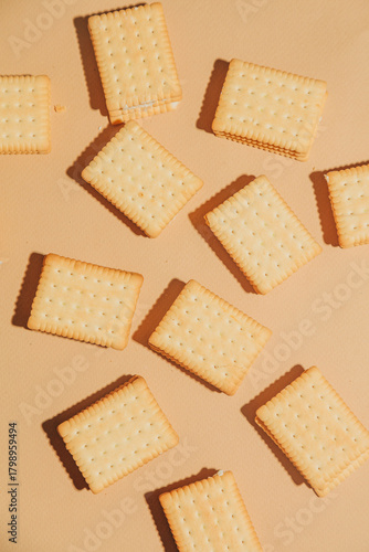 White cream-filled tea cookies minimalist style