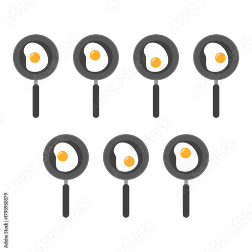 Fried egg in frying pan flat illustration