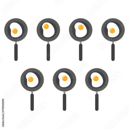 Fried egg in frying pan flat illustration