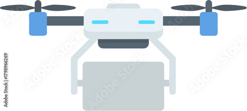 Flat Illustration Drone Delivering a Package in a Modern Style