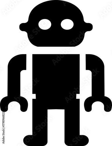 Robotic and Automation Icon of Artificial Intelligence, Machine Learning, and Industrial Robot Symbols, Black Flat Vector AI Technology and Innovation Design