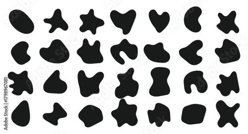 Abstract irregular blob set with soft curves, wavy organic patterns, and rounded liquid shapes