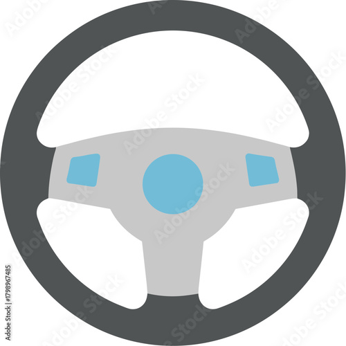 Flat Illustration Car Steering Wheel Control System Safety Icon Element