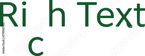 Text editing interface with green typography, cropped letters, abstract UI design, image transformation tool, modern branding concept, white background layout