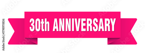 30th anniversary ribbon isolated on transparent background. 30th anniversary ribbon