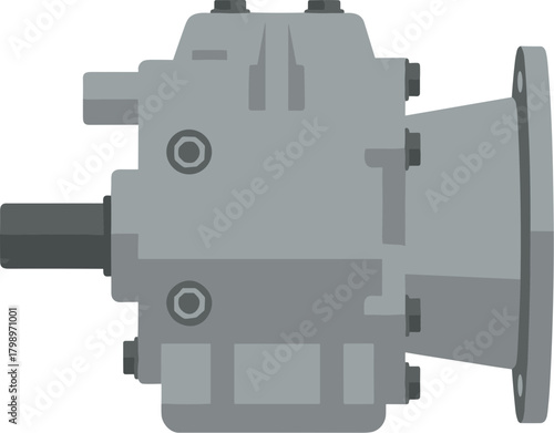 Flat Design Industrial Gearbox Mechanical Part Equipment Machinery Component