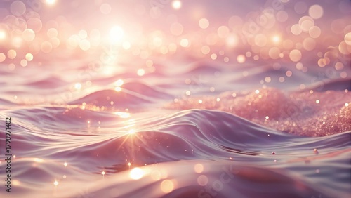 Serene Sunset Waves with Glimmering Water Surface and Sparkling Lights