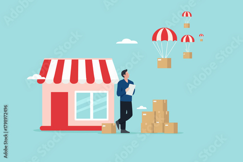 checking delivery order concept, send order packages concept, Businesspeople check package addresses before sending them to consumers concept vector illustration