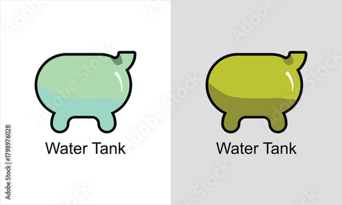 Simple water tank vector logo. The tank is filled with water.