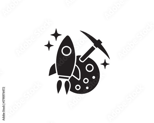 Space mining icon vector design illustration