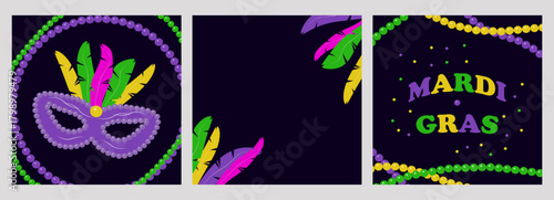 Carnival mardi gras party Set Artboard Design. For festival branding event promotion party invitation and creative graphic design project. Vector illustration