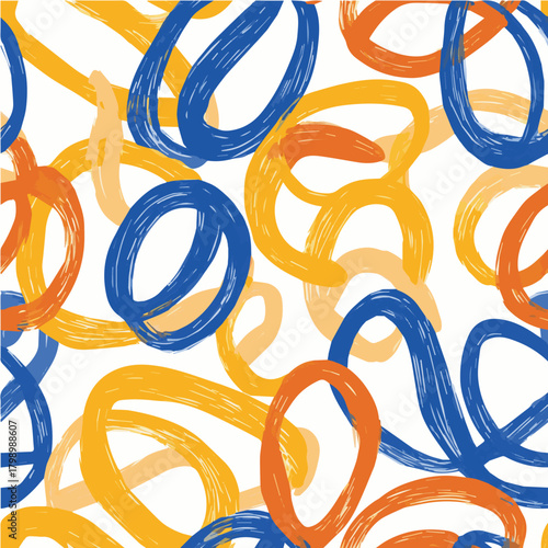 Seamless pattern of energetic abstract doodle lines