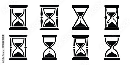 hourglass silhouette icon set. Transport symbol and Vector illustration.