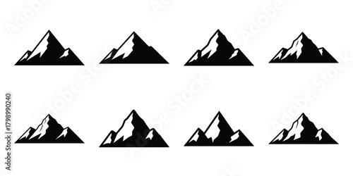 mountain peak silhouette icon set. Transport symbol and Vector illustration.