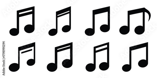 music note silhouette icon set. Transport symbol and Vector illustration.