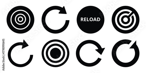 reload circle silhouette icon set. Transport symbol and Vector illustration.