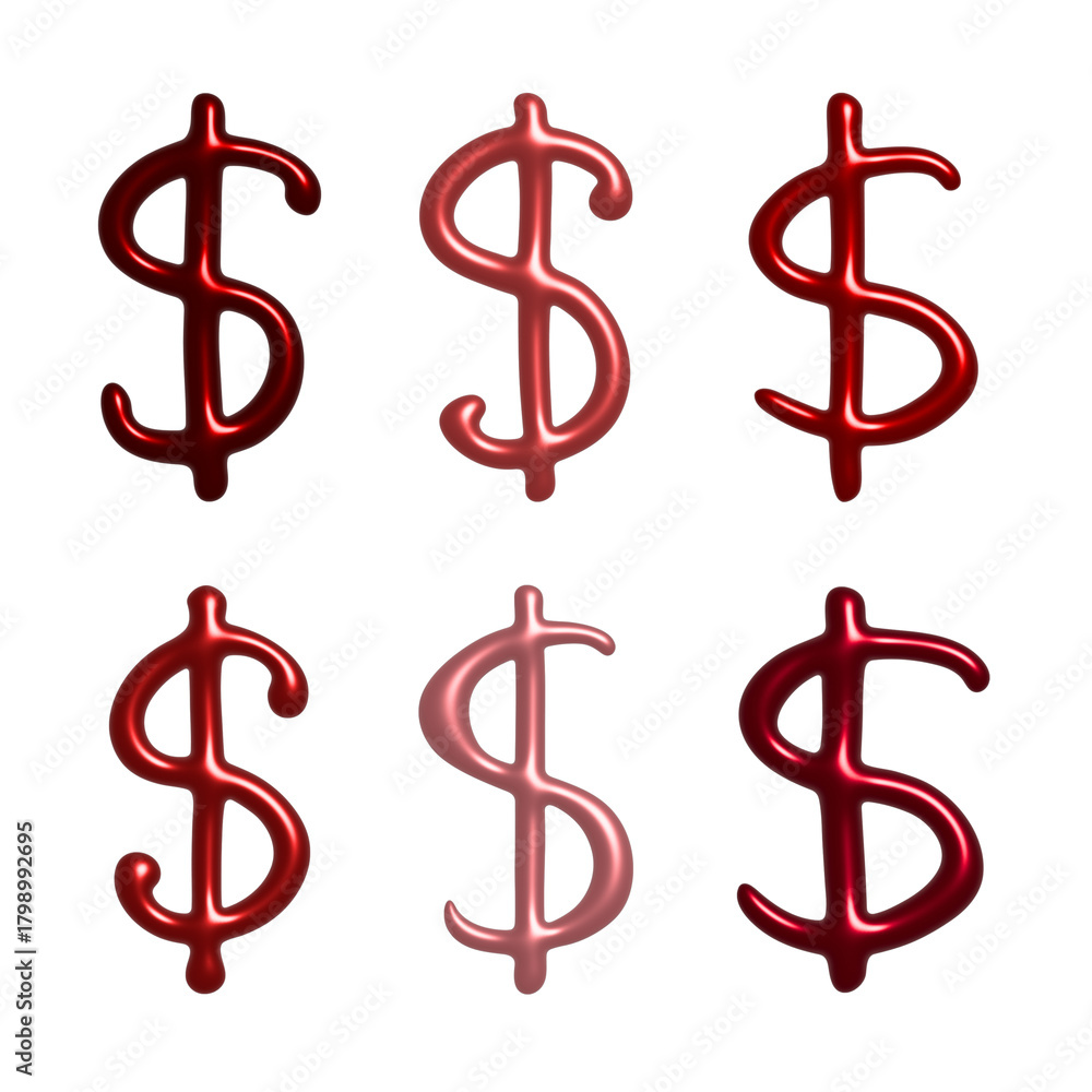 Obraz premium Set of 3d dollar currency symbol Elements for design