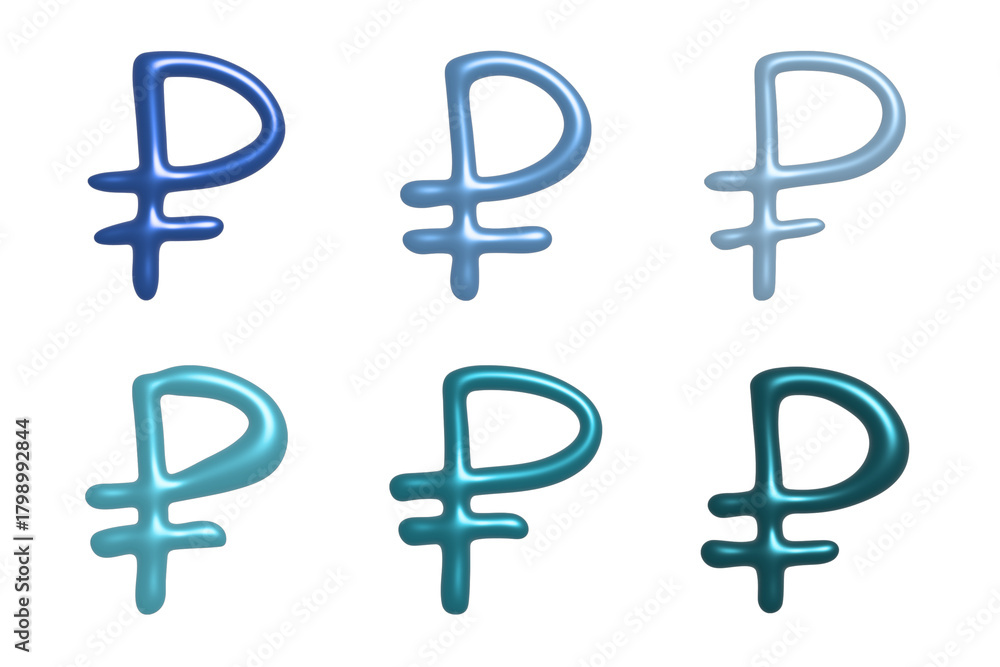 Obraz premium Set of 3d russian ruble currency symbol Elements for design
