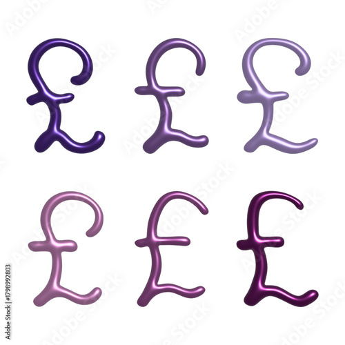 Set of 3d british pound currency symbol Elements for design